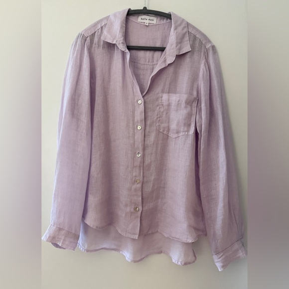 NEW Bella Dahl Linen Pocket Button Down, Lavender, Size M - Picture 3 of 8
